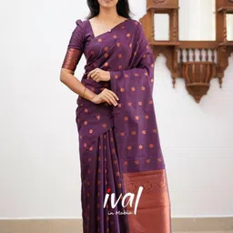 GHAN SALS Magenta Silk Blend Woven Design Sarees-image-16