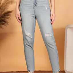 COSMIC Women High-Rise Mildly Distressed Light Fade Stretchable Jeans-image-58