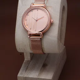 VIRAKTI Women Stainless Steel Bracelet Style Straps Analogue Watch H-30-CREAM-S01 image 1