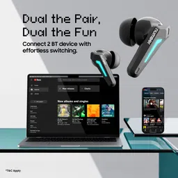 number Super Buds GT M9 Gaming TWS Earbuds, 60Hr Playback, ANC, 4 Mic ENC, Dual Pairing Bluetooth Headset image 4