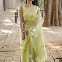 fashdeal Floral Print, Digital Print Bollywood Linen Saree image 2