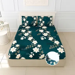 ulom Woolen Queen Fitted (Elastic) 350 TC Floral Bedsheet-picture-14