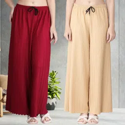 irha Pack of 2 Women Regular Fit Multicolor Viscose Rayon Trousers-picture-23