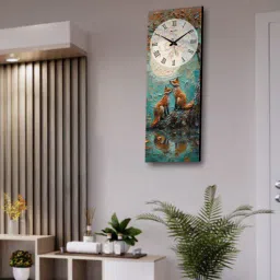 olive tree Multicolour Rectangle 24 Inches Wooden Wall Clock (Animal)-picture-28