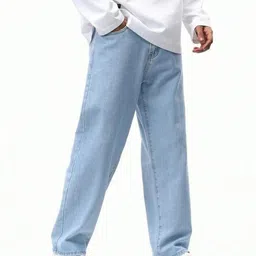 wazwear Men Straight Fit Mid Rise Light Blue Jeans image 5