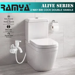 ramya Alive Bib Cock 2 Way Tap PTMT Faucet With Flange Water Tap Twin Elbow Valve Faucet image 5