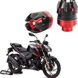 racer's edge Front Fork Wheel Sliders Crash Protectors for Apache RTR 160/180/200 (Red,Black) Bike Crash Guard-picture-11