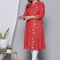 gvs shoppe Women Self Design Viscose Rayon A-line Kurta image 3