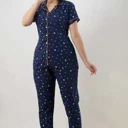trinabh Women Shirt & Pyjama set Blue Printed image 3
