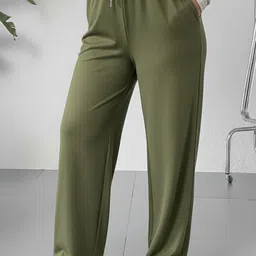 dockstreet Women Striped Olive Track Pants-picture-48