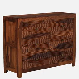 woodsworth from pepperfry Ritmo Sheesham Wood Chest Of Drawers In Honey Oak Finish image 4
