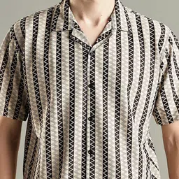 SWADESI STUFF Men Comfort Relaxed Fit Geometric Printed Cuban Collar Casual Shirt image 3