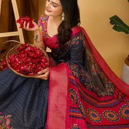 HERE&NOW Floral Zari Art Silk Banarasi Saree image 3