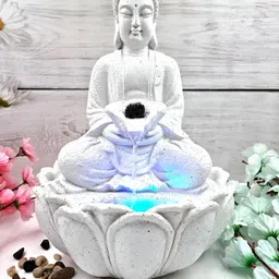 EXPLEASIA White Textured Lotus Buddha Water Fountain-picture-23