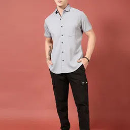 Voroxy Men Relaxed Striped Textured Wrinkle Free Casual Shirt image 3