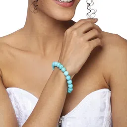 profounnd gems & jewels Profounnd Women Turquoise Blue Elasticated Crystals Bracelet-picture-16