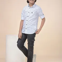 Cantabil Boys Comfort Windowpane Checks Checked Casual Shirt-picture-45