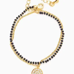 SWASHAA Women 14K Gold-Plated Stone Studded & Beaded Vanya Layered Wraparound Bracelet image 2