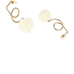 StyleCast Gold-Plated Pearls Studded Spherical Shaped Drop Earrings image 3