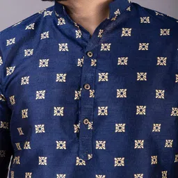 DEVOILER Ethnic Motifs Woven Design Mandarin Collar Jacquard Straight Kurta With Pyjamas image 2