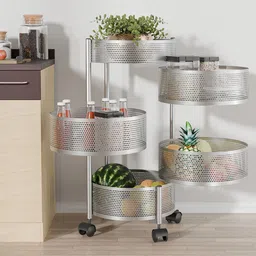 Kuber Industries 4+1 Layer Kitchen Storage Rack with Wheels Unisex Silver Kitchen Trolley-picture-30