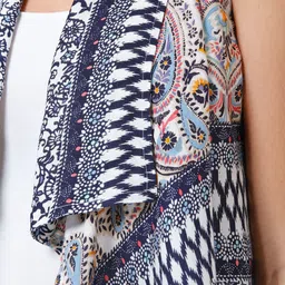 Moda Rapido Printed Mandarin Collar Open Front Shrug image 3