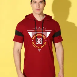 WOOSTRO Men Typography Printed Hooded Slim Fit T-shirt-picture-26