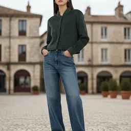 glitchez Stand Collar Corduroy Relaxed Fit Crop Tailored Jacket image 3