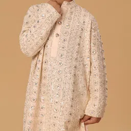 The Mini Trunk Boys Ethnic Motifs Embroidered Regular Lucknowni Kurta with Trousers image 4
