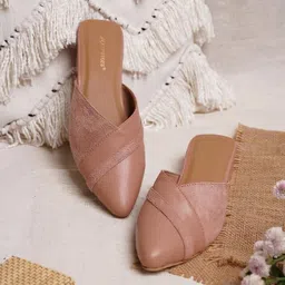 Kneetoes Women Nude Solid Block Heel Mules-image-48