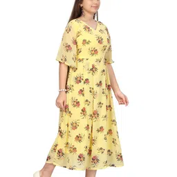 BAESD Floral Print Flared Sleeve Georgette Fit & Flare Midi Dress image 3