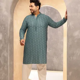 SOJANYA PLUS Embroidered Mandarin Collar Cotton Straight Kurta-picture-34
