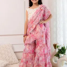 Sangria Floral Printed Saree With Blouse-image-19