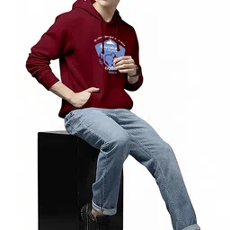 WOOSTRO Men Printed Hooded Sweatshirt image 5