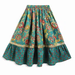 Campana Girls Printed Ready To Wear Pure Cotton Lehenga & Blouse With Dupatta image 3