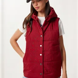 Happiness istanbul Women Solid Mock Collar Sleeveless Bomber Jacket-image-57