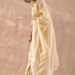 Indo Era Women Floral Embroidered Regular Thread Work Pure Cotton Kurta with Trousers & With Dupatta image 2