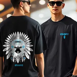 AUSK Graphic Printed Round Neck Drop Shoulder Sleeves Oversized Pure Cotton T-shirt image 3