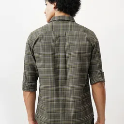 British Club Men Classic Spread Collar Tartan Checked Cotton Casual Shirt image 5