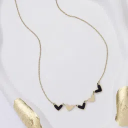 Scintillare By Sukkhi Stainless Steel Gold-Plated Heart Shaped Minimal Necklace-picture-29