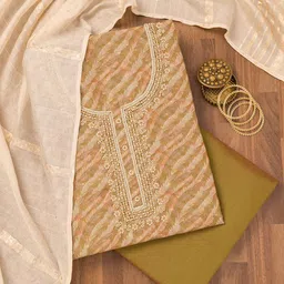 Koskii Floral Printed Beads and Stones Organza Unstitched Dress Material-image-69