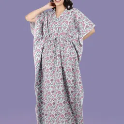 ETC Women Printed Kaftan Nightdress-image-14