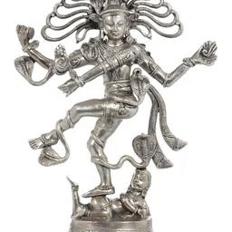 Exotic India Silver-Toned Religious Lord Shiva Nataraja Idol Showpiece-image-56