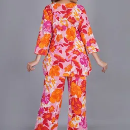 MomsBae Printed Pure Cotton V-Neck Tunic With Trousers image 3