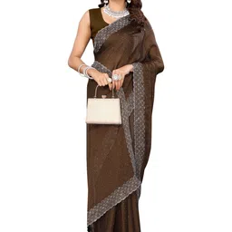 DIVASTRI Embellished Sequinned Pure Georgette Heavy Work Saree image 4