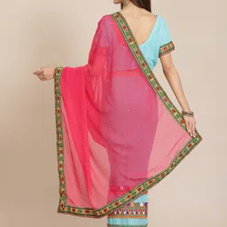 DIVASTRI Embellished Kutchi Embroidery Pure Georgette Half and Half Saree image 2