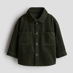 H&M Boys Green Long Sleeves Spread Collar Cotton Corduroy Shirt-picture-36