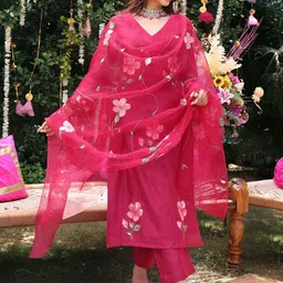 KALINI Women Floral Printed Regular Kurta with Palazzos & With Dupatta-image-57