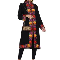 CRAFTBAZAR Women Floral Acrylic Woven with Embroidered Jacket-picture-24