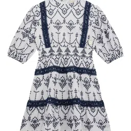 GUESS kids Girls Round Neck Puff Sleeves A-Line Dress-image-48
